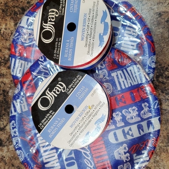 2 Offray Ribbons 1 5/16 (8yd Each) 2 sets 7 inch paper plates - Picture 4 of 4